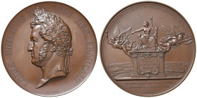 FRANCIA Luigi Filippo (1830-1848) Medaglia 1842 per celebrare la legge sulle ferrovie - Opus: Bovy AE (g 577 - Ø 112 mm) RR Sul bordo (prua) CUIVRE. U...