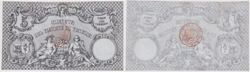 Banca Nazionale di Venezia - Moneta Patriottica 5 lire Correnti - 22/11/1848 120...