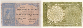 Biglietto di Stato - 25 Lire Umberto I - 21/07/1895 8 073579 Rif. Gig. BS 20A RRRR
BB+