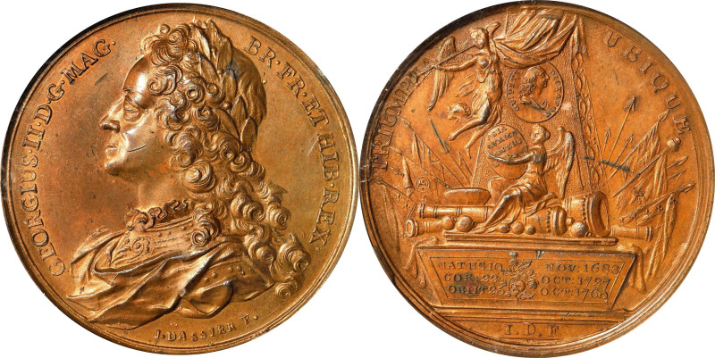1760 Triumphs Everywhere Medal. By J. Dassier. Betts-427. Bronze. MS-62 BN (PCGS...