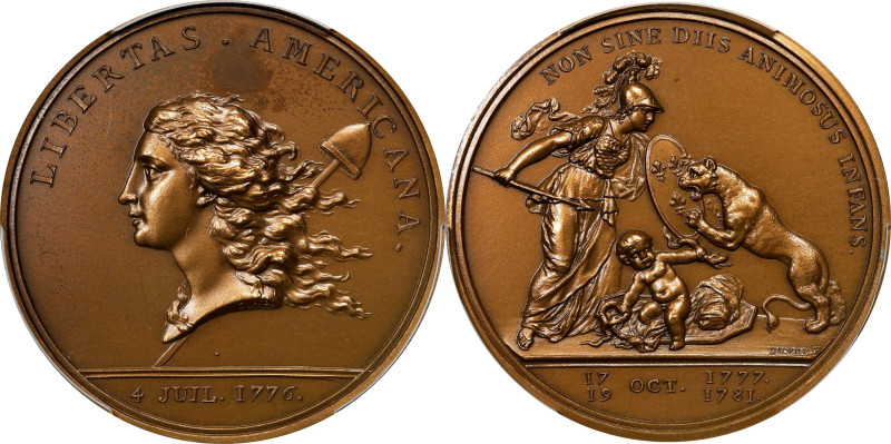 "1781" (1980s) Libertas Americana Medal. Modern Paris Mint Dies. Bronze. MS-65 B...
