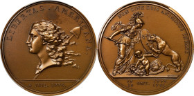 "1781" (1980s) Libertas Americana Medal. Modern Paris Mint Dies. Bronze. MS-65 BN (PCGS).
46 mm. Edge marked (cornucopia) BRONZE at 6 o'clock.
From ...