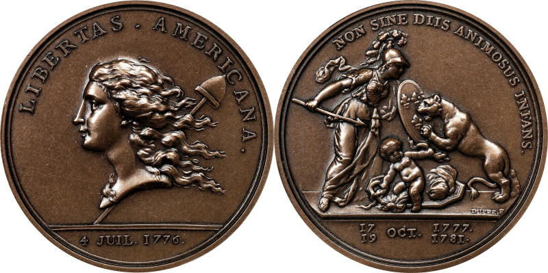 "1781" (2005) Libertas Americana Medal. Modern Paris Mint Dies. Bronze. MS-64 RB...