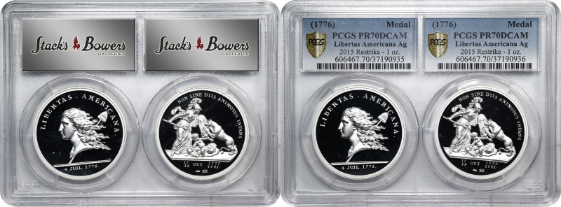 Lot of (2) "1781" (2015) Libertas Americana Medals. Modern Paris Mint Dies. Silv...