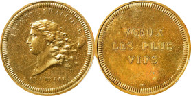 France. Undated The Best Wishes Medal. Brass. MS-63 (PCGS).
28 mm. Obv: Libertas Americana portrait with inscriptions LIBERTE FRANCOISE above, L'AN I...