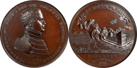 "1835" Colonel George Croghan at Sandusky Medal. By Moritz Furst. Julian MI-12. Bronzed Copper. MS-64 BN (NGC).
65 mm.
