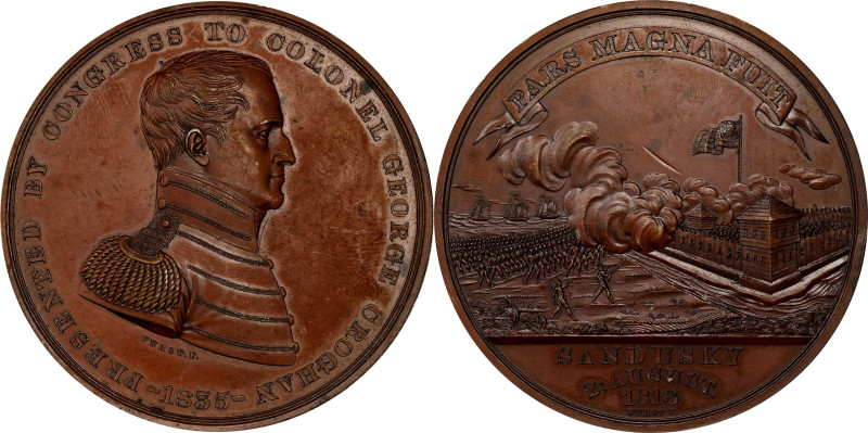 "1835" Colonel George Croghan at Sandusky Medal. Original Dies. By Moritz Furst....