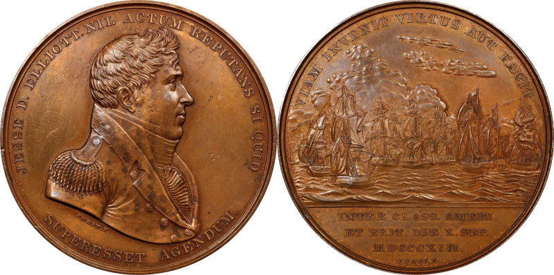 "1813" (post-1866) Master Commandant Jesse D. Elliott / Battle of Lake Erie Meda...