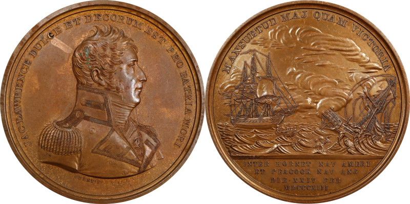 "1813" (post-1868) Captain James Lawrence / U.S.S. Hornet vs. H.M.S. Peacock Med...