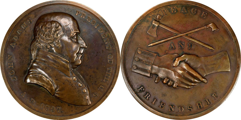 "1797" (post-1905) John Adams Indian Peace Medal. Bronze. Second Size. Early 20t...