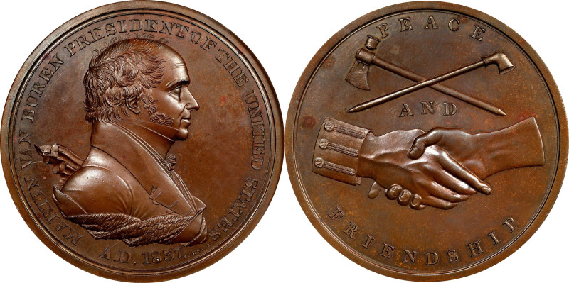 "1837" Martin Van Buren Indian Peace Medal. Bronze. First Size. By Moritz Furst ...