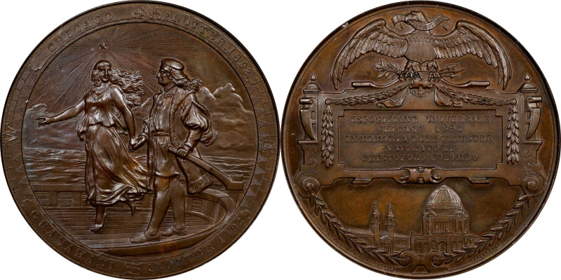 1892-1893 World's Columbian Exposition Danish Medal. Eglit-37, Rulau-X11. Bronze...