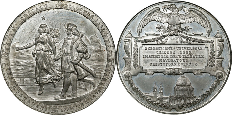 1892-1893 World's Columbian Exposition Danish Medal. Eglit-37, Rulau-X11A. White...