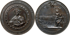 1892-1893 World's Columbian Exposition Souvenir Medal. Columbus and Chart / Exposition View. Eglit-55, Rulau-B6A. Bonze. MS-63 BN (NGC).
50.5 mm.