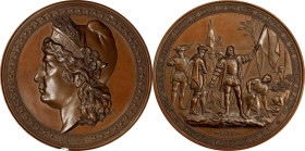 1892 World's Columbian Exposition Landing of Columbus Mayer Medal. Eglit-101, Rulau-D3. Bronze. Mint State, Reverse Scratch.
90 mm. With small collec...