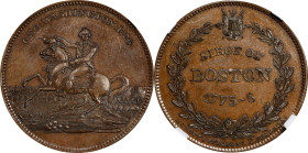 "1775-6" (ca. 1859) Siege of Boston Medal. Lovett's Series No. 2 Philada. Musante GW-254, Baker-50A. Bronze. Reeded Edge. MS-63 BN (NGC).
31 mm.
Sol...