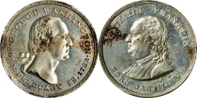 "1732" (ca. 1860) Washington and Franklin Medal. By Joseph Merriam. Musante GW-326, Baker-204B, Greenslet GM-60. White Metal. Mint State.
32 mm.
Sol...