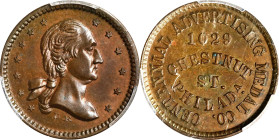 Undated (ca. 1875) Centennial Advertising Medal Co. Store Card. Musante GW-657, Baker-524, Rulau Pa-Ph 15, Miller-Pa 85. Copper. MS-64 BN (PCGS).
19 ...
