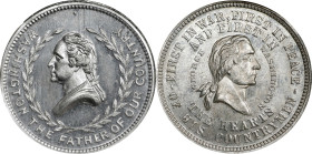 Undated (ca. 1876) Double Head Medal Muling. By George Hampden Lovett. Musante GW-854, Baker-417N. White Metal. MS-65 PL (NGC).
34 mm.
Sold by the Y...
