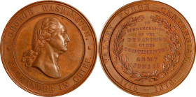 1878 Valley Forge Centennial Medal. By William Barber. Musante GW-959, Baker-449A, Julian CM-48, HK-137. Bronze. Mint State.