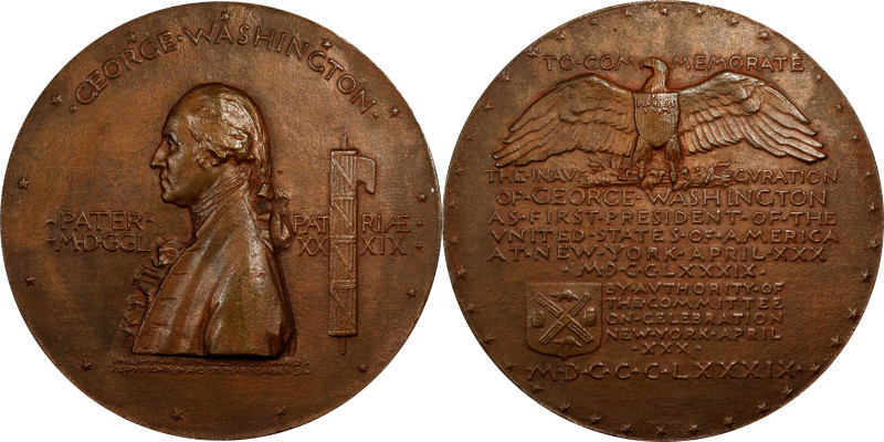 1889 Inaugural Centennial Medal. By Augustus Saint-Gaudens and Philip Martiny. M...