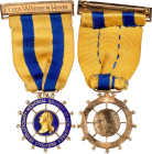 Undated (ca. 1896) Revolutionary Memorial Society of New Jersey Membership Badge. Baker-Unlisted. Gold and Enamel.
62 mm x 32 mm. 5.9 grams, 14 karat...