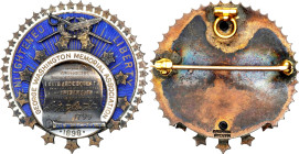 1898 George Washington Memorial Association Membership Badge. By J.F. Caldwell & Co. Baker-Unlisted, Bishop-Elliott 75. Silver and Enamels
32 mm. 13....