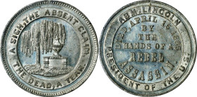 "1865" A Sigh, The Absent Claim Medal. Cunningham 36-030W, King-266. White Metal. MS-63 (NGC).
28 mm.