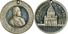 1897 Grant Monument, Riverside Park, New York Dedication Medal. White Metal. Mint State.
32 mm. Pierced for suspension. Obv: Raised border with nine ...
