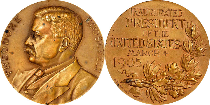 1905 Theodore Roosevelt Inaugural Medal. By Charles E. Barber and George T. Morg...