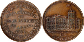 "1794" (ca. 1862) Arsenal Medal Without Sun. By John Adams Bolen. Musante JAB-4, Rulau Ma-Sp 14. Copper. Choice About Uncirculated.
28 mm.