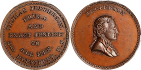 Undated (ca. 1867) Jefferson / Equal and Exact Justice for All Men Medal. By John Adams Bolen. Musante JAB-26. Copper. MS-64 BN (PCGS).
25 mm.
From ...