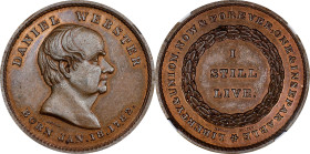 "1782" (ca. 1860) Daniel Webster Commemorative Medal. By Joseph Merriam. Schenkman-C36. Bronze. MS-65 RB (NGC).
31 mm.
Sold by the Yale University A...