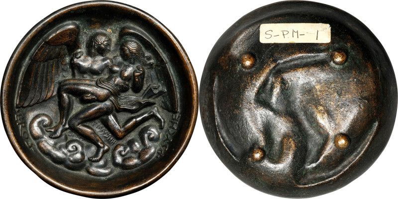 1937 Eros and Psyche Deep Dish, or Ashtray Medal. Uniface. By Paul Manship. Bron...