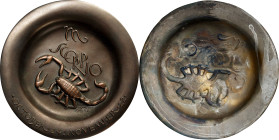 1946 Zodiac Series Deep Dish, or Ashtray Medal. Scorpio. Uniface. By Paul Manship. Bronze, Cast. About Uncirculated.
155 mm x 14 mm. Scorpio the scor...