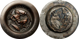 1946 Zodiac Series Deep Dish, or Ashtray Medal. Aquarius. Uniface. By Paul Manship. Bronze, Cast. About Uncirculated.
155 mm x 17 mm. Aquarius the wa...