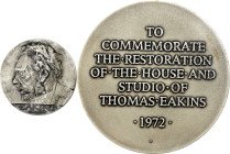 1972 Thomas Eakins, American Painter and Photographer Medal. By Leonard Baskin, Struck by the Franklin Mint. Sterling Silver. No. 0381. Mint State.
6...