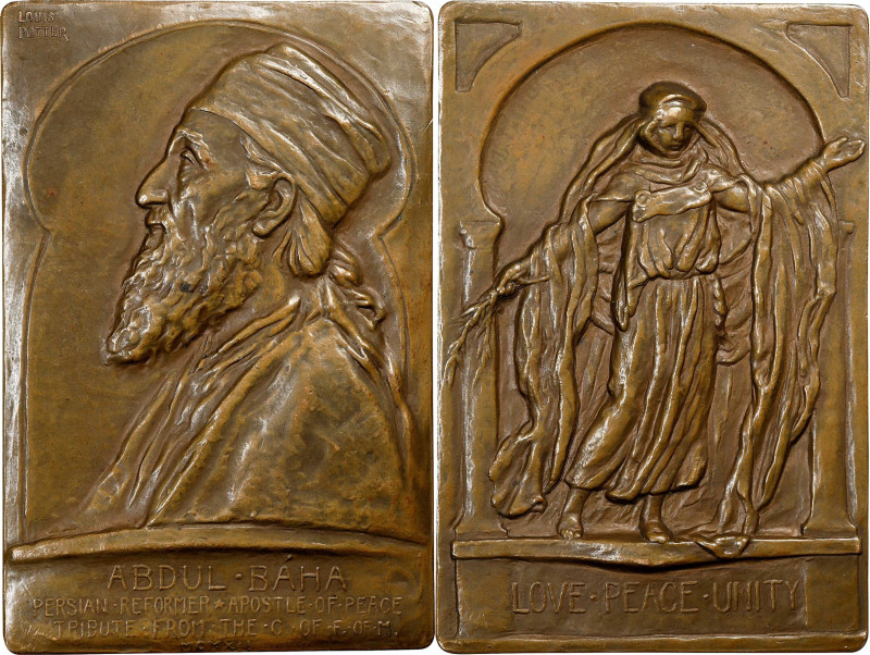 Undated (1912) Abdul Baha Plaque. By Louis Potter. Alexander-COF 7.1. Bronze. Mi...