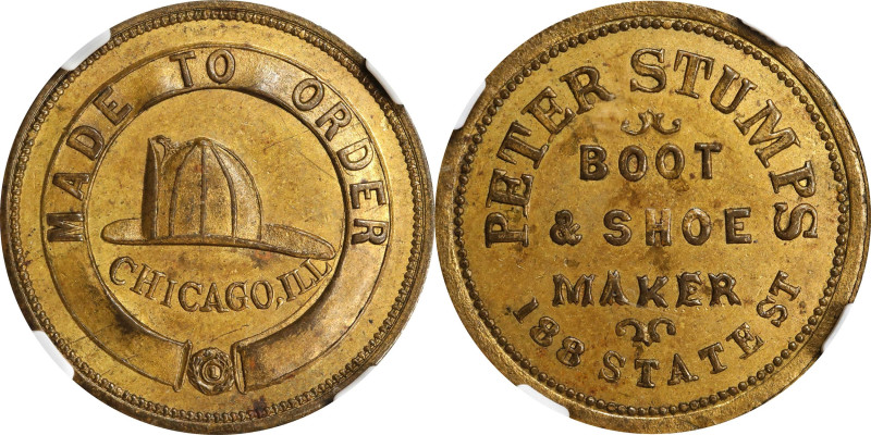 Illinois--Chicago. Undated (1859) Peter Stumps. Miller-Ill 40. Brass. Reeded Edg...