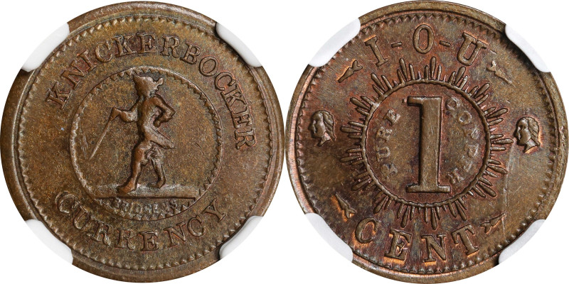 Undated (1861-1865) KNICKERBOCKER CURRENCY / I O U 1 CENT. Fuld-255/390 a, Musan...