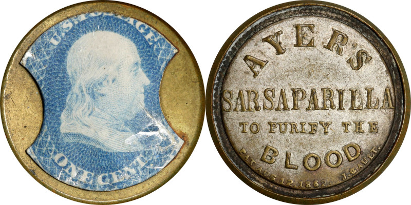 1862 Ayer's Sarsaparilla. One Cent. HB-28, EP-4A, S-13, Reed-AS01MD. Medium AYER...