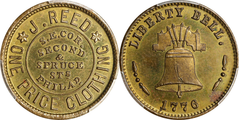 Pennsylvania--Philadelphia. "1776" (1876) J. Reed. Rulau Pa-Ph 712B. Brass. Plai...