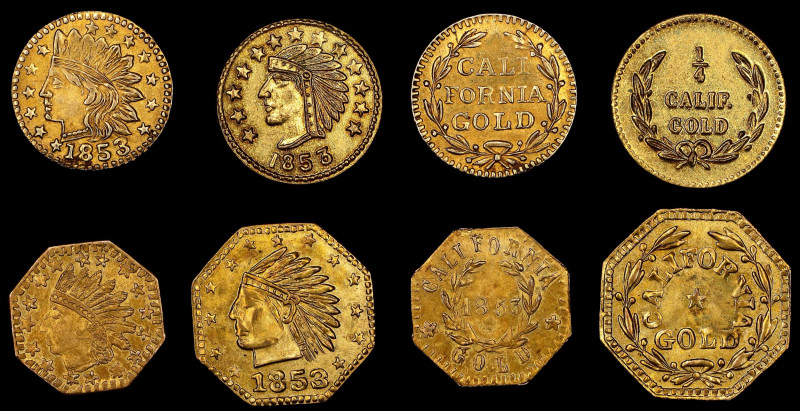 Lot of (4) "1853" California Gold Charms. Indian Head / Wreath.
Included are: (...