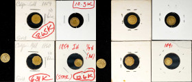 Lot of (5) "1859" and "1860" California Gold Charms. Indian Head / Wreath.
Included are: "1859" round 1/4; (2) "1859" round 1/2; "1860" round 1/4; an...