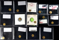 Lot of (12) California Gold Charms, "1852" to "1860." Liberty / Wreath with Bear.
Includes both 1/4 and 1/2 sizes, in both round and octagonal shapes...