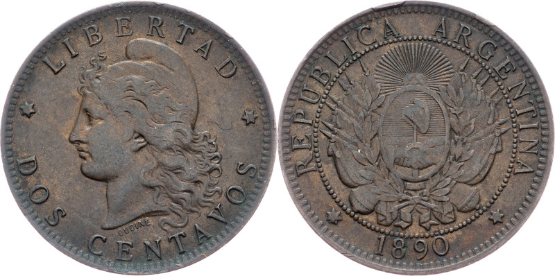 Argentina, 2 Centavos 1890 Argentina, 2 Centavos 1890, 10 g, Bronze, KM# 33; VF...