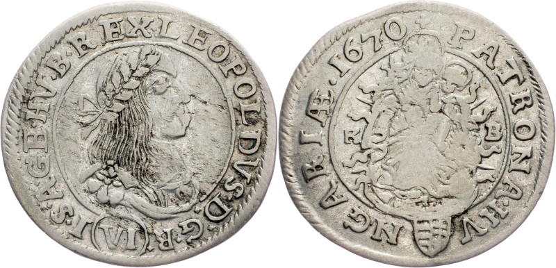Austria-Hungary, 6 Kreuzer 1670, KB, Kremnitz Leopold I., 6 Kreuzer 1670, KB, Kr...