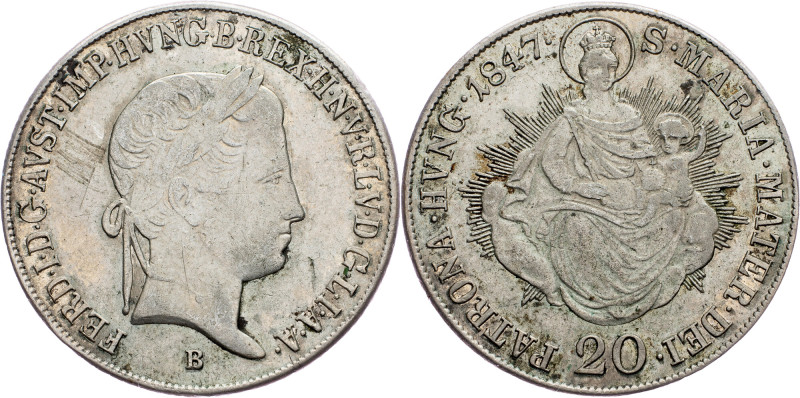 Austria-Hungary, 20 Kreuzer 1847, B, Kremnitz Ferdinand V., 20 Kreuzer 1847, B, ...