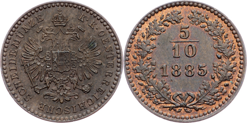 Austria-Hungary, 5/10 Kreuzer 1885, Vienna Franz Joseph I., 5/10 Kreuzer 1885, V...