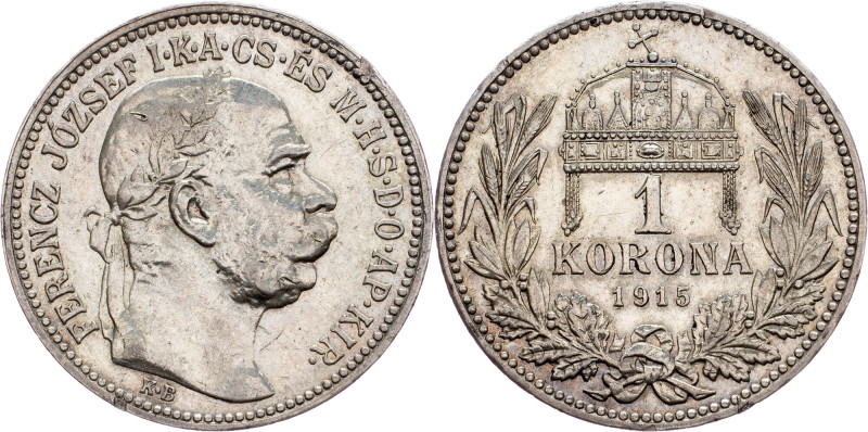 Austria-Hungary, 1 Korona 1915, KB, Kremnitz Franz Joseph I., 1 Korona 1915, KB,...